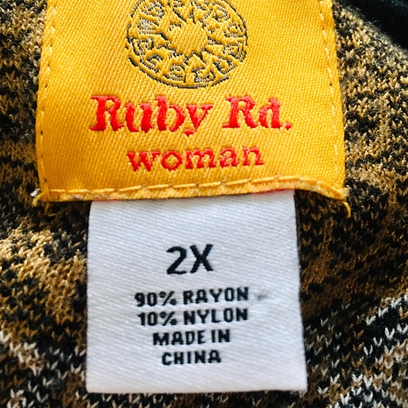 Womens Black Gold Stretch Knit Top Plus Size 2X - Picture 4 of 6